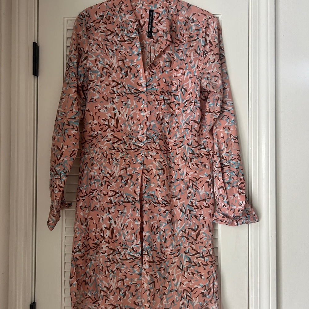 Walter Baker Pink and Black Patterned Long Sleeve Dress